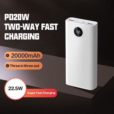 PD 20W 22.5W Power Bank με ABS PC σε ζωντανό μπλε λευκό χρώμα για φορητή λύση φόρτισης