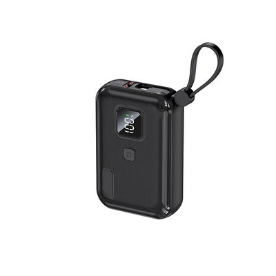 Καλή τιμή. Μαύρο / λευκό Mini Power Bank Ενσωματωμένο καλώδιο φόρτισης / LED δείκτες φωτισμού σε απευθείας σύνδεση